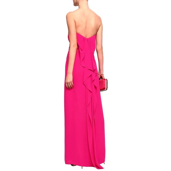 NEW! Halston Heritage Fuchsia Strapless Split Front Maxi Gown Dress - Picture 3 of 13